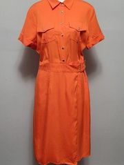 NY&CO orange faux wrap shirtdress size large