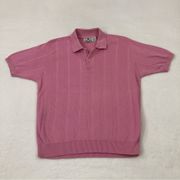 Vintage Robert Bruce Pink Knit Short Sleeve Golf Collared Polo Sweater Womens M.