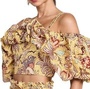 Carla Puff Sleeve Crop Top In Calla Lily Print