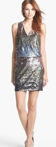 Nicole Miller Sleeveless Ombré Sequin Dress (L)