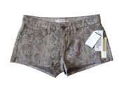 NWT Rich & Skinny Zuma Short in Taupe Python Snakeskin Stretch Denim Shorts 25