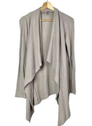 LaJu Gray Waffle Thermal Knit Waterfall Lightweight Cardigan Sweater M