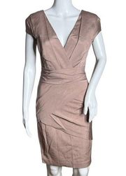Reiss Dress Womens 2 Lola Blush Taupe Color Bandage Dress Layered Neutral Party