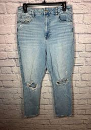 American Eagle Curvy Ripped Mom jeans women’s size 12  light wash distressed