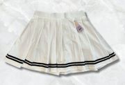 Cute White with Black Stripes Pleated Mini Tennis or Schoolgirl Skirt NWT