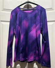 Large Xersion semi-fit dri fit type material purple and pink long sleeve shirt