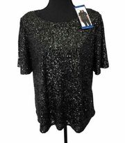 Hilary Radley Ladies' Forest Green Sequin Top 1662520 Size L NEW