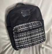 BADGLEY MISCHKA Black NWT Computer Backpack Bag Nylon Wool Plaid Tweed