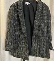 NEW Nanette Lepore Tweed Textured Black/Gold Blazer Sz M NWOT MSRP $128