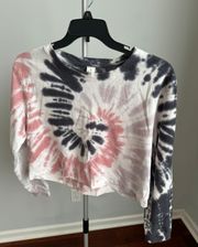 Messy Bun Tie Dye Cropped Long Sleeve Tee 