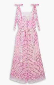 Love Shack Fancy loveShackFancg Pink and White Floral Cottagecore Carlyle Midi Dress size s