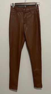 NWT Shinestar Vegan Leather brown pants size XS