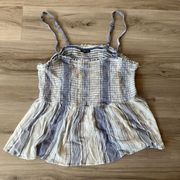 Torrid 1X Smocked Blue Striped Tank