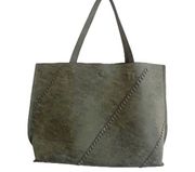 Francescas Faux Suede Brushed Finish Large Shoulder Tote 17 x 13 x 5 Loden Green