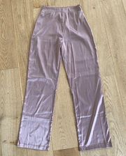 Tic Toc High Waist Satin Pants in Light Tan