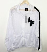 LF White Black Mesh Zip Up Long Sleeve Logo Jacket Women's Size Small S NWT