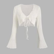 Cider White Textured Crop Cardigan