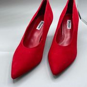 Dune London size 8.5 red suede heels. Tags still on bottoms