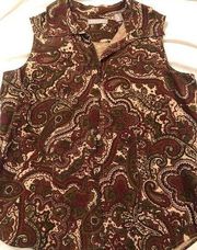 Button down PAISLEY sleeveless blouse top  👚 - size 14p