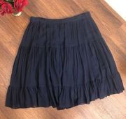 GIORGIO ARMANI Navy Ruffle Pleated Silk Skirt Sz 8