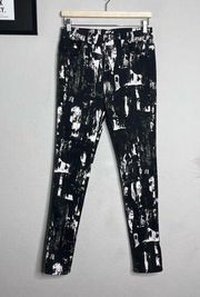 MCQ Alexander McQueen Jeans Abstract Print Skinny Black White Size 26