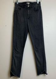 Gianni Bini Light Wash Black Jeans With Uneven Raw Hem Size 7