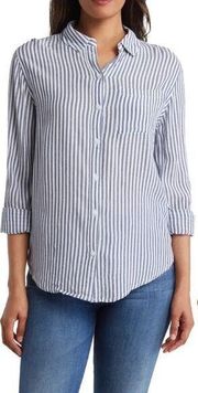 Beachlunchlounge Blue White Stripe Front Button down Shirt