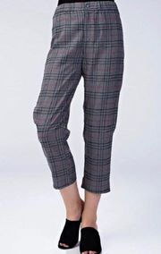 Grey Plaid Crop Trousers S