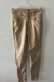 Tinseltown Denim Couture Skinny Khakis High Rise Tan Size 3