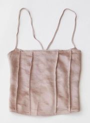 Motel Rose Gold Satin Corset Top