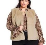 Nili Lotan for Target NWT Fields Of Rye Tan Faux Fur Open Front Vest Size 4X