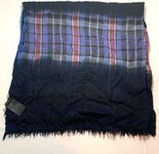 Club Monaco Marcinet Navy Plaid Dip Scarf In Navy Multi