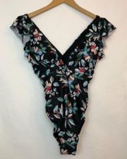 NEW NWT MODCLOTH The Kelsie One Piece Swimsuit Floral Black Blue Floral Padded