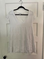 White Short Sleeve Flowy Dress 