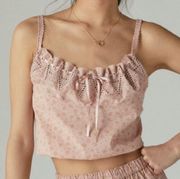 Lucky Brand Printed Tie Front Cami Matchback Large Eyelet Boho Floral Crop NWT