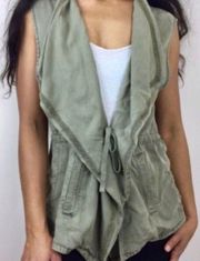 Boho 100% Tencel Olive Green Utility Vest Medium