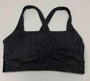 All in Motion Women’s Sports Bra Jacquard Snakeskin Black Gray Size Medium