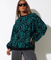 Mably Crew Neck Knit Jumper Sweater in Jagged Swirl