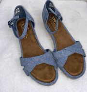 | Blue Harper Ankle Strap Wedge Sandals