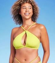 Shade & Shore NWOT:  Lime Green Keyhole
Halter Bikini Top DD and medium bottoms