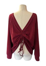 Anna-Kaci California The Felicia Top Low Back V-Neck Red Size Large/XL 