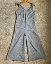 Doe & Rae Grey V-Neck Wide Leg Jumpsuit Small Jumper Casual Formal