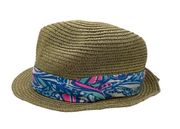 Lilly Pulitzer For Target Straw Woven Curved Fedora Style Hat Summer Coastal