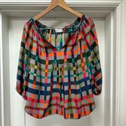 Colorful silk top Alice and Trixie EUC 100% silk Medium