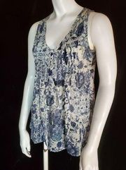 Converse White & Blue Floral Sheer Tank Top (S)