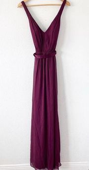 White by Vera Wang Burgundy Wine Wine Bridesmaid Maxi Dress