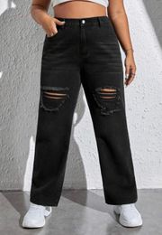 Black Distressed Mom Jeans