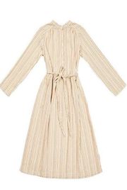 Dress Grace Stripes Rope-Belt Button-Down Cotton Midi Canyon S EUC