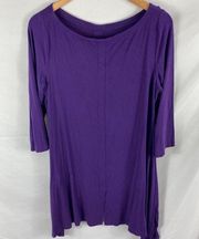 Soft Surroundings Purple Tunic Asymmetrical Shark Bite Hem Size Medium