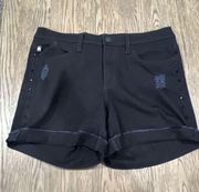 Rock And Republic Shorts Women 12 Black Studded Bumper Shoot Mid Rise Denim